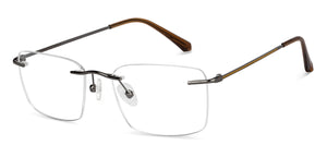 Gunmetal Rectangle Rimless Unisex Eyeglasses by Vincent Chase-200801