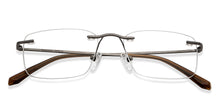 Load image into Gallery viewer, Gunmetal Rectangle Rimless Unisex Eyeglasses by Vincent Chase-200801