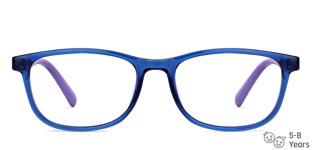 Blue Rectangle Full Rim Kid Eyeglasses by Hooper-150029