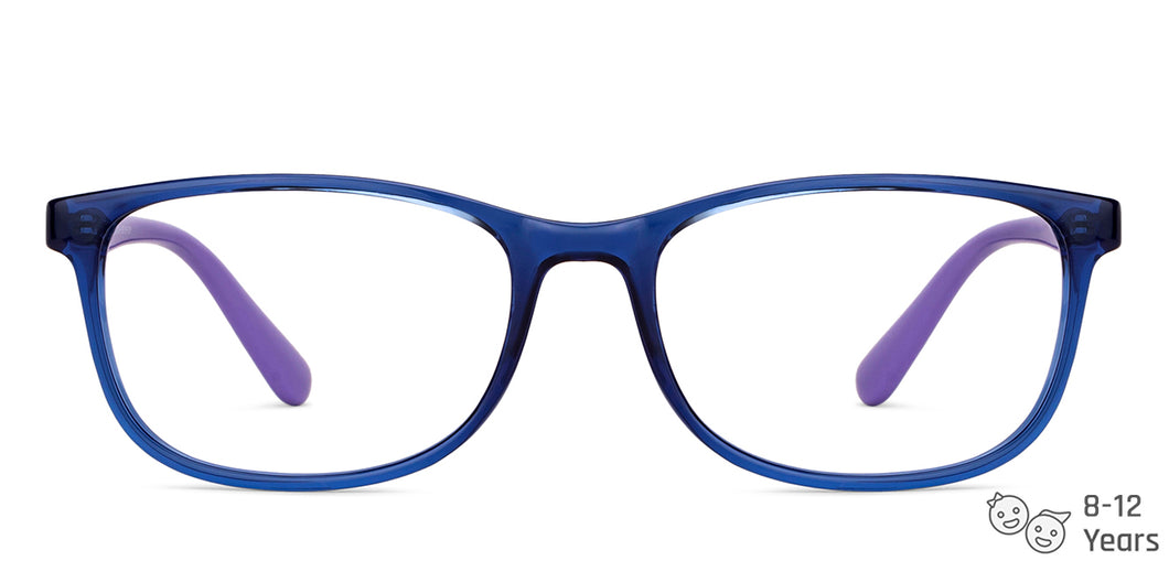 Blue Rectangle Full Rim Kid Eyeglasses by Hooper-150042