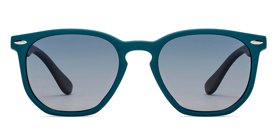 Green Geometric Full Rim Kids Sunglasses by Hooper-213660