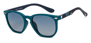 Green Geometric Full Rim Kids Sunglasses by Hooper-213660