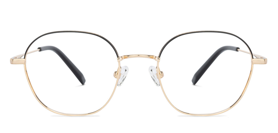 Gold Hexagonal Full Rim Unisex Eyeglasses by John Jacobs-136308