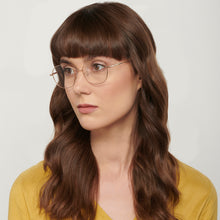 Load image into Gallery viewer, Gold Hexagonal Full Rim Unisex Eyeglasses by John Jacobs-136309