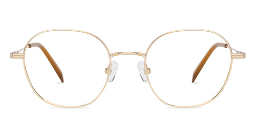 Gold Hexagonal Full Rim Unisex Eyeglasses by John Jacobs-136309