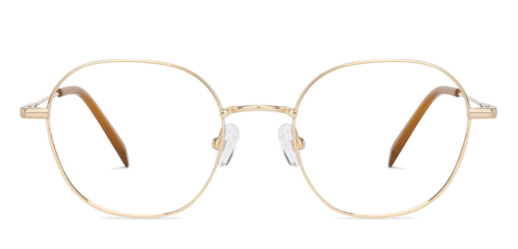 Gold Hexagonal Full Rim Unisex Eyeglasses by John Jacobs-136309