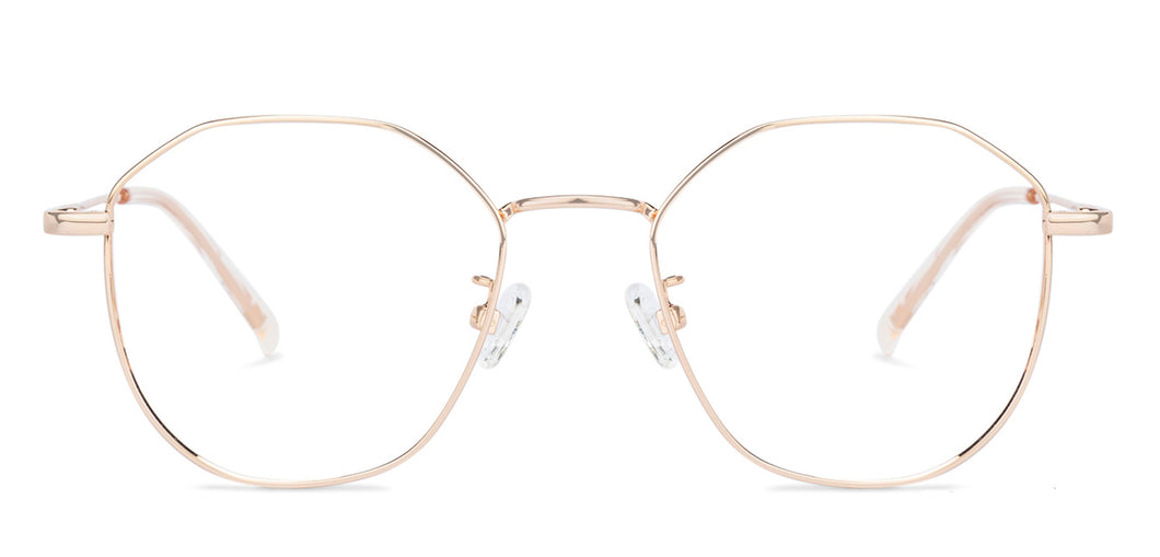 Gold Hexagonal Full Rim Unisex Eyeglasses by John Jacobs-136312