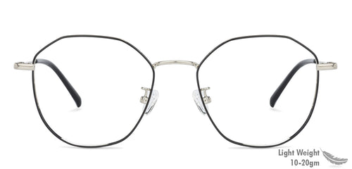 Silver Hexagonal Full Rim Unisex Eyeglasses by John Jacobs-136313