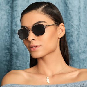 Silver Square Full Rim Unisex Sunglasses by John Jacobs-135212
