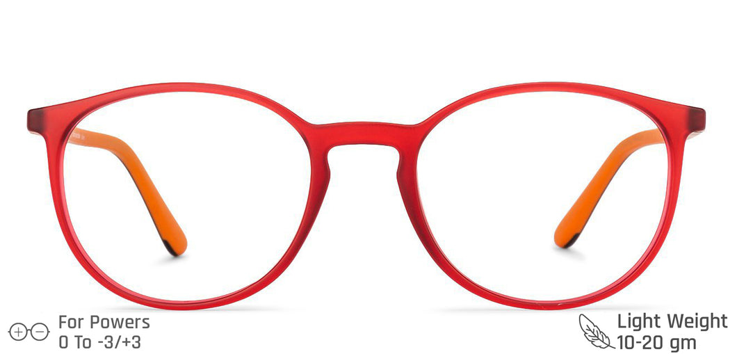 Red Round Full Rim Unisex Eyeglasses by John Jacobs Computer Glasses-142104