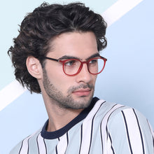 Load image into Gallery viewer, Red Round Full Rim Unisex Eyeglasses by John Jacobs Computer Glasses-142104