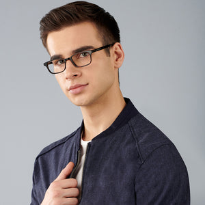 Black Rectangle Full Rim Unisex Eyeglasses by John Jacobs-131241