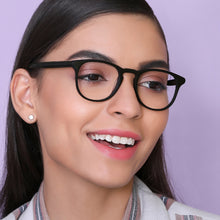 Load image into Gallery viewer, Black Round Full Rim Unisex Eyeglasses by John Jacobs Computer Glasses-141793