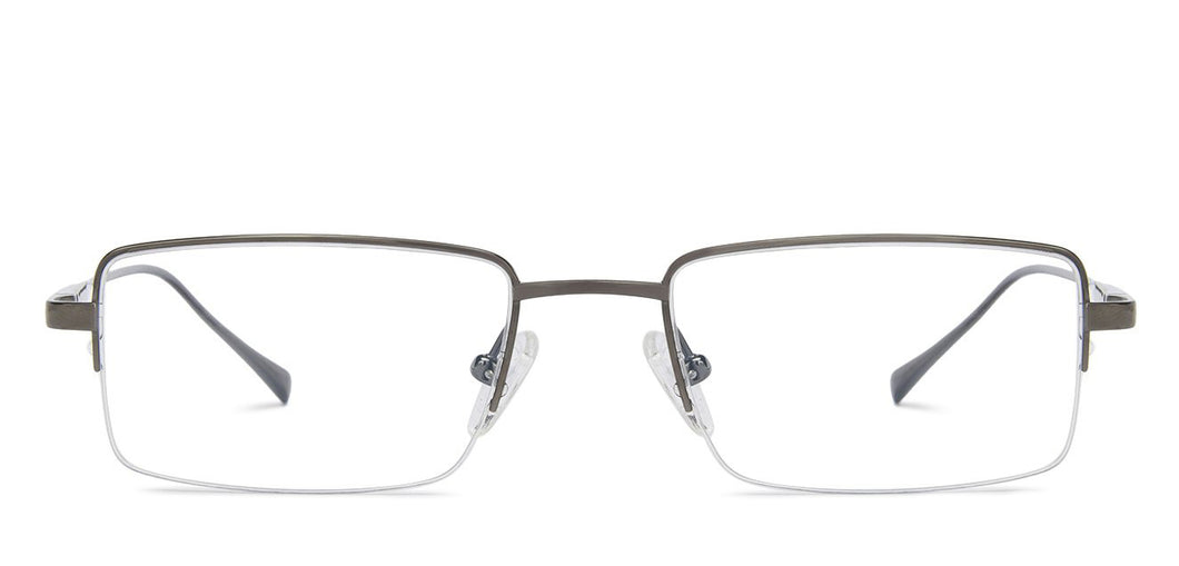 Grey Rectangle Half Rim Unisex Eyeglasses by John Jacobs JJ-140655