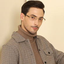 Load image into Gallery viewer, Gold Rectangle Half Rim Medium Unisex Eyeglasses by John Jacobs JJ-116371