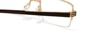 Gold Rectangle Half Rim Medium Unisex Eyeglasses by John Jacobs JJ-116371