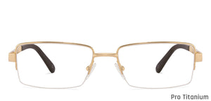 Gold Rectangle Half Rim Medium Unisex Eyeglasses by John Jacobs JJ-116371