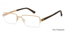 Load image into Gallery viewer, Gold Rectangle Half Rim Medium Unisex Eyeglasses by John Jacobs JJ-116371