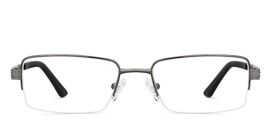 Gunmetal Rectangle Half Rim Unisex Eyeglasses by John Jacobs-149407