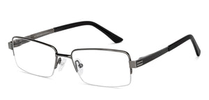 Gunmetal Rectangle Half Rim Unisex Eyeglasses by John Jacobs-149407