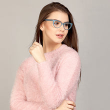 Load image into Gallery viewer, Blue Cat Eye Full Rim Women Eyeglasses by John Jacobs Computer Glasses-142073