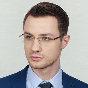 Gold Rectangle Rimless Unisex Eyeglasses by John Jacobs-118647