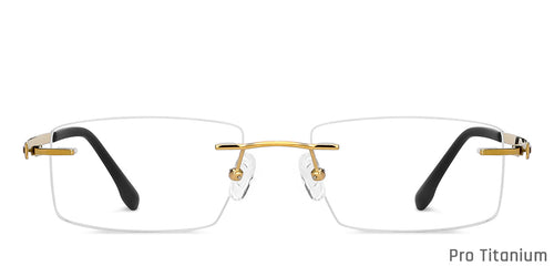 Gold Rectangle Rimless Unisex Eyeglasses by John Jacobs-118647