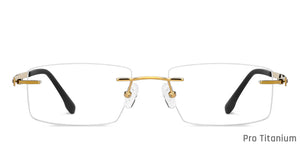 Gold Rectangle Rimless Unisex Eyeglasses by John Jacobs-118647