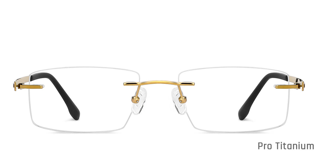 Gold Rectangle Rimless Unisex Eyeglasses by John Jacobs-118647