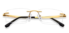 Load image into Gallery viewer, Gold Rectangle Rimless Unisex Eyeglasses by John Jacobs-118647