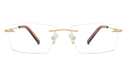 Gold Rectangle Rimless Unisex Eyeglasses by John Jacobs-123007