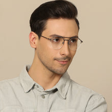 Load image into Gallery viewer, Grey Round Half Rim Unisex Eyeglasses by John Jacobs-137367