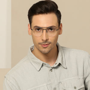 Grey Round Half Rim Unisex Eyeglasses by John Jacobs-137367
