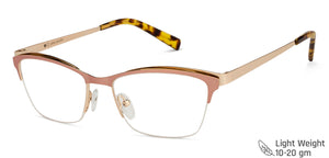Gold Cat Eye Half Rim Women Eyeglasses by John Jacobs JJ-127106