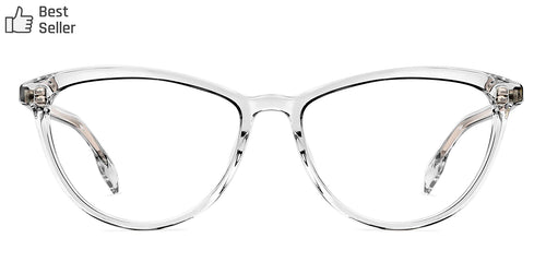 Transparent Cat Eye Full Rim Women Eyeglasses by John Jacobs-136190