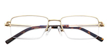 Load image into Gallery viewer, Gold Rectangle Half Rim Unisex Eyeglasses by John Jacobs JJ-131651