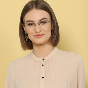 Gunmetal Rectangle Half Rim Unisex Eyeglasses by John Jacobs-131655