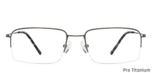 Load image into Gallery viewer, Gunmetal Rectangle Half Rim Unisex Eyeglasses by John Jacobs-131655
