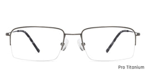 Gunmetal Rectangle Half Rim Unisex Eyeglasses by John Jacobs-131655