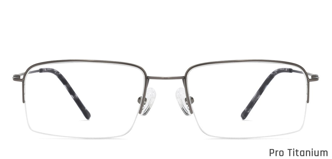 Gunmetal Rectangle Half Rim Unisex Eyeglasses by John Jacobs-131655