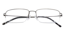Load image into Gallery viewer, Gunmetal Rectangle Half Rim Unisex Eyeglasses by John Jacobs-131655