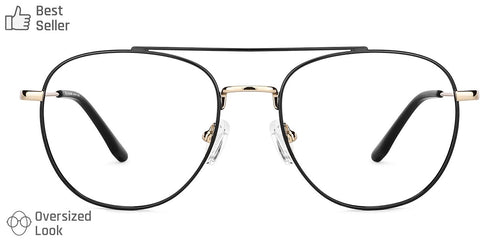 Black Aviator Full Rim Unisex Eyeglasses by John Jacobs Computer Glasses-141754