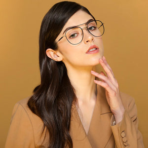Black Aviator Full Rim Unisex Eyeglasses by John Jacobs Computer Glasses-141754