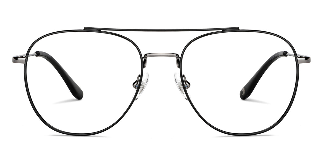 Black Aviator Full Rim Unisex Eyeglasses by John Jacobs-147702