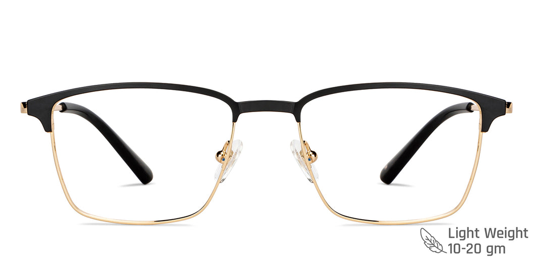Black Rectangle Full Rim Unisex Eyeglasses by John Jacobs-147704