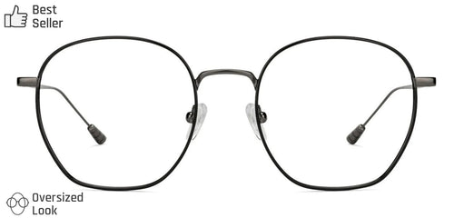 Black Hexagonal Full Rim Unisex Eyeglasses by John Jacobs-128666
