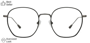 Black Hexagonal Full Rim Unisex Eyeglasses by John Jacobs-128666