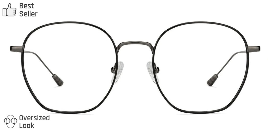 Black Hexagonal Full Rim Unisex Eyeglasses by John Jacobs-128666