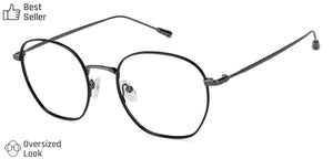 Black Hexagonal Full Rim Unisex Eyeglasses by John Jacobs-128666