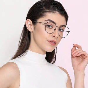 Black Hexagonal Full Rim Unisex Eyeglasses by John Jacobs-128666